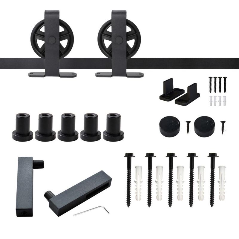 Photo 1 of ***FACTORY SEALED*** WINSOON 6 ft./72 in. Frosted Black Bi-Folding Sliding Barn Door Hardware Track Kit for Double Doors
