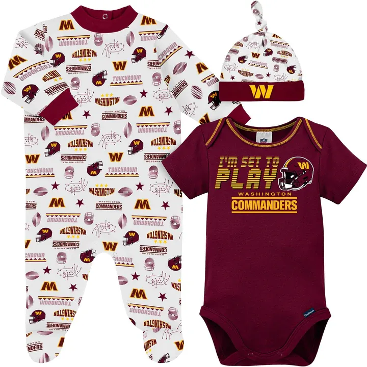 Photo 1 of  Baby Boys Commanders Bodysuit, Sleep 'N Play & Cap Set