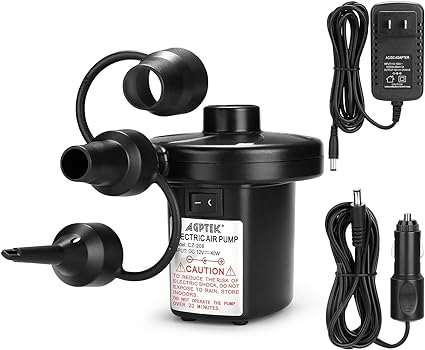 Photo 1 of (READ FULL POST) AGPTEK Electric Air Pump, Portable Quick-Fill Air Pump with 3 Nozzles, 4.5kPa, 110V AC/12V DC, Inflator/Deflator Pumps for Outdoor Camping, Inflatable Air Mattress Beds, Boats, Swimming Ring
