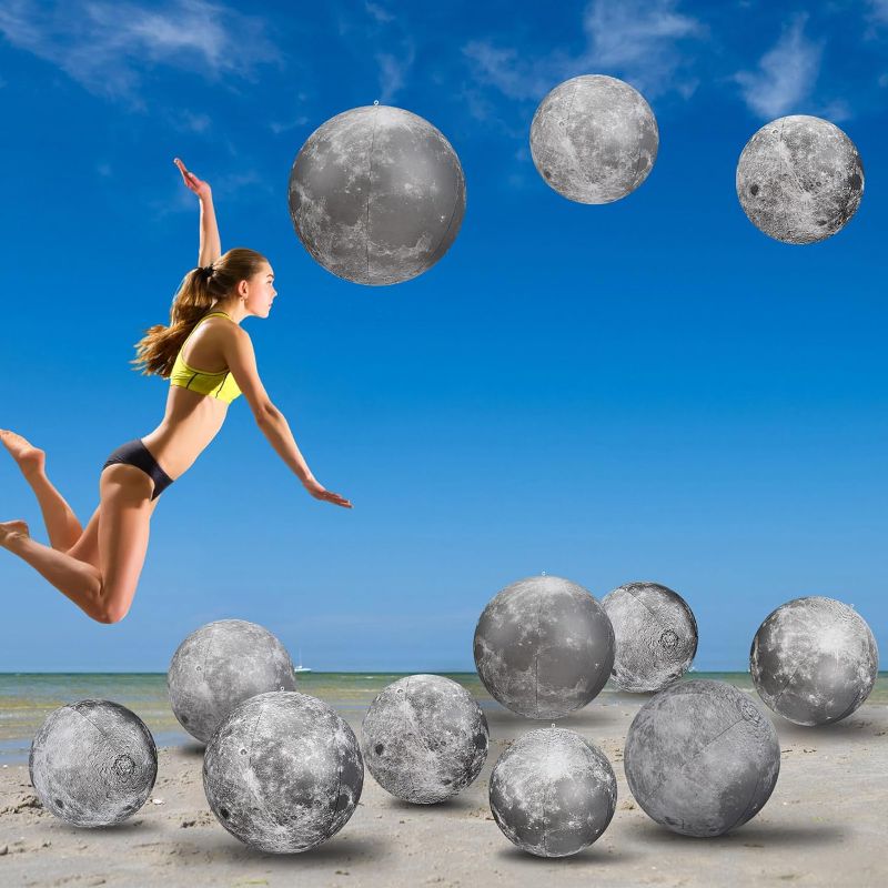 Photo 1 of 
Shappy 12 Packs Inflatable Moon and Inflatable Ball Bulk, Gray PVC Science Teaching Moon Planet Ball Decoration for Summer Beach Birthday Party Classroom Planetarium Teaching Aids (16 Inch,24 Inch)
