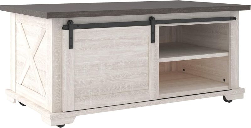 Photo 1 of 

Signature Design by Ashley Dorrinson Farmhouse Coffee Table with Sliding Barn Doors, Antique White & Brown
Color:White, Brown
Style:Modern,Farmhouse
Pattern Name:Coffee Table