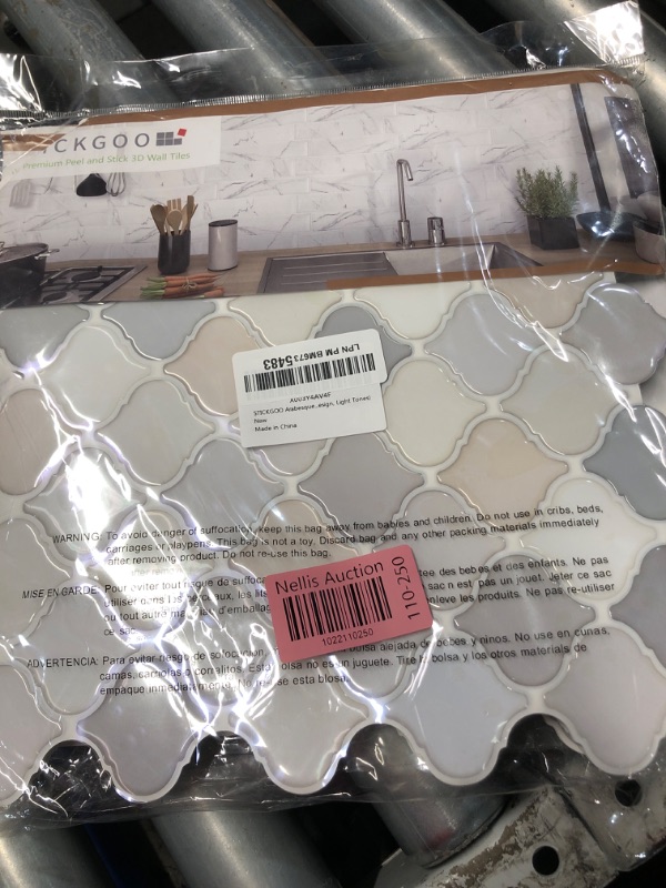 Photo 2 of (READ FULL POST) STICKGOO Arabesque Tile Peel and Stick Backsplash, 12”X12” Backsplash Tile for Kitchen Peel and Stick, Self Adhesive Wall Tile Stick on Tiles (Thicker Design, Light Tones)