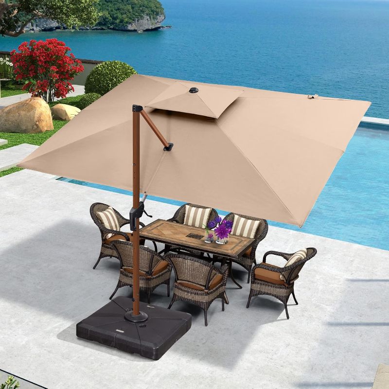 Photo 1 of ****CHECK PHOTOS*****PURPLE LEAF 9' X 12' Patio Umbrella Outdoor Rectangle Umbrella Large Cantilever Umbrella Windproof Offset Umbrella Heavy Duty Sun Umbrella for Garden Deck Pool Patio, Grey