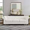 Photo 1 of ***TRAILER PICK UP ONLY****88.58 in. W Round Arm Faux Leather Chesterfield Sofa, Tufted 3-Seat Cushions Rectangle Sofa in. White PU