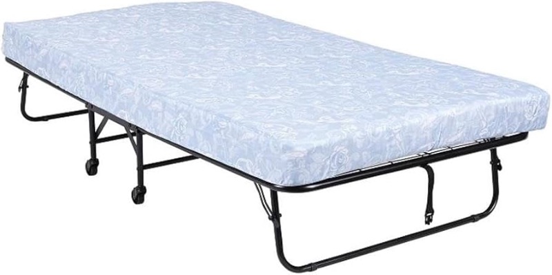 Photo 1 of  Levy Folding Guest Bed with Metal Frame & 5 Inch Mattress, Twin, Black