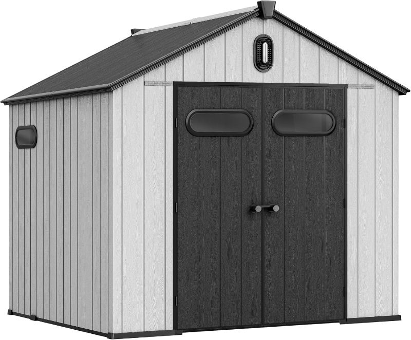 Photo 1 of ****PACKAGE (2) OF 3*****YITAHOME 8x8ft Resin Storage Structure, Outdoor 427 cuft Plastic Garden Storage Unit with Windows, Vents and Lockable Entrance, Waterproof Tool Organizer with Flooring for Lawn Equipment