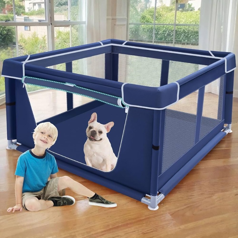 Photo 1 of ***missing rods****42x42x25.6 Inches Puppy Playpen with Gate, Dog Playpen for Puppies or Small Dogs, Dog Fence Pet Playpen for Indoor & Outdoor, Sturdy Safety Dog Pen with Thickened Fabric, High-Strength Nylon Wire Mesh