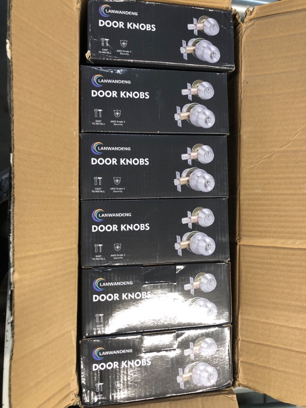 Photo 3 of (6Sets) All Keyed Same Entry Door Knob and Single Cylinder Deadbolt Combo Set, Satin Nickel Exterior Door Knobs with Lock and Keys for Entrance and Front Door