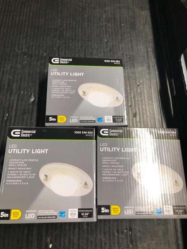 Photo 2 of **3-PACK BUNDLE**
5 in. Closet Utility Light Lampholder Switch Controlled LED Flush Mount 650 Lumens 7-Watt 4000K Bright White