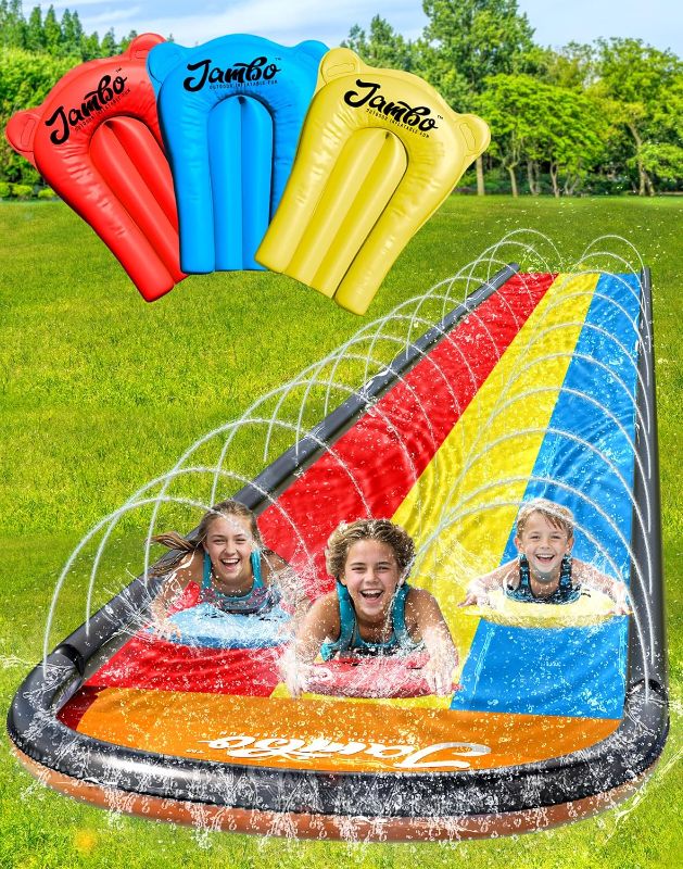 Photo 1 of ***USED - LIKELY MISSING PARTS - UNABLE TO VERIFY FUNCTIONALITY***
Jambo Premium Slip Splash and Slide with 3 Bodyboards Heavy Duty Water Slide with Advanced 3-Way Water Sprinkler System