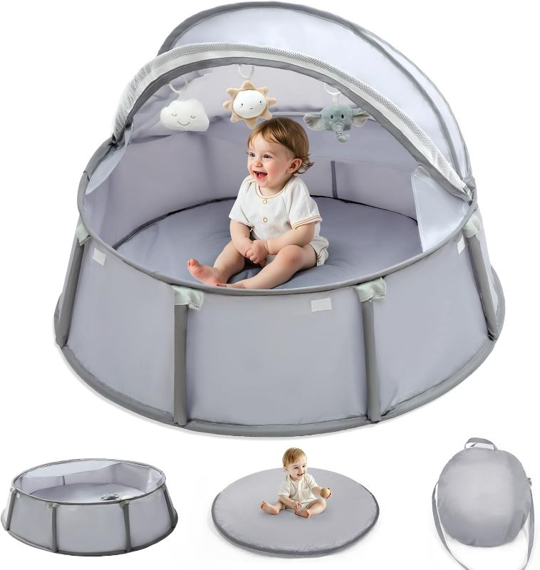 Photo 1 of ***STOCK PHOTO REFERENCE ONLY***Extra Large 2-in-1 Pop up Tent, Baby Beach Tent with Canopy & Mosquito Net, Ball Pit Tent with Carrying Bag, Portable Baby Dome for Babies and Toddlers, Indoor & Outdoor, 43x43x25 in, Light Grey