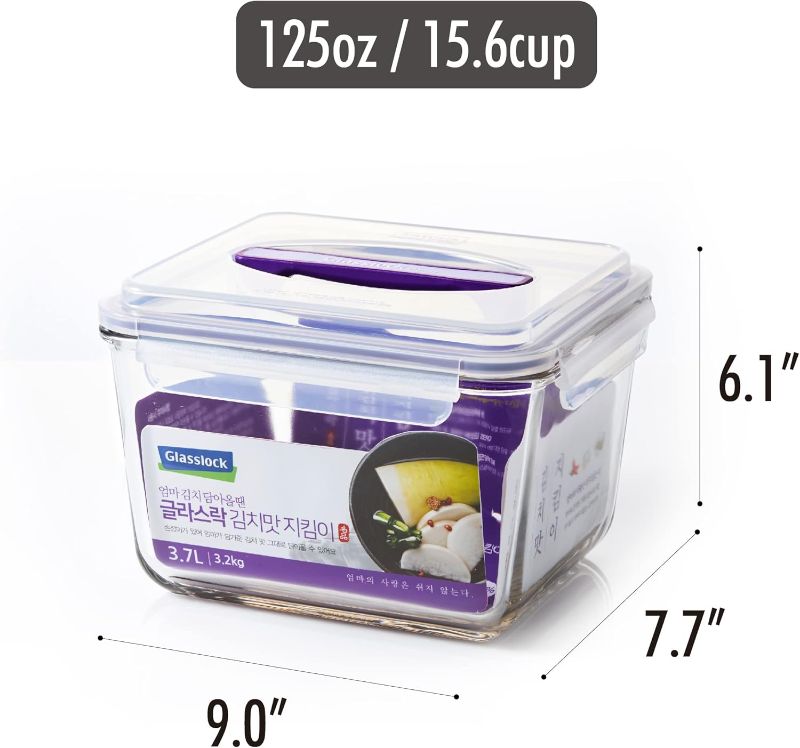 Photo 1 of (READ FULL POST) GLASSLOCK 125 Oz Glass Food Storage set of 2 – Large Capacity, Airtight & Leak-Proof, BPA Free Lid with Carry Handle, Microwave, Dishwasher, Fridge & Freezer Safe, Marinating, Sauce, Fruit Storage
