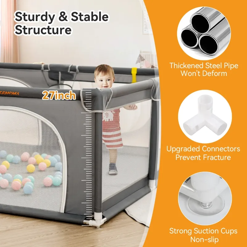 Photo 1 of **IMAGE FOR REFERENCE** **DIMENSIONS UNKNOWN - NO BOX**
Large Baby Playpen, 79x63x27inch Activity Center Playard for Babies and Toddlers, Gray