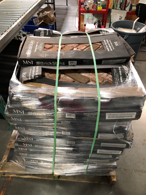 Photo 1 of ***TRUCK/TRAILER PICK-UP ONLY*** PALLET OF TILE***
40 CASES Noble Red Clay 12.5 in. x 25.5 in. Brick Herringbone Mosaic Floor and Wall Tile (8.7 sq. ft./Case)