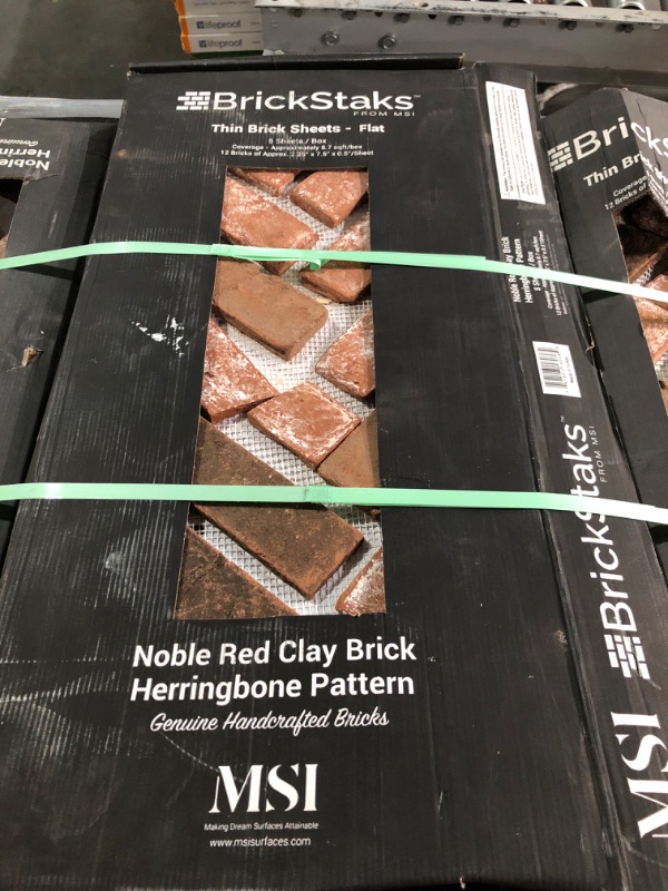 Photo 2 of ***TRUCK/TRAILER PICK-UP ONLY*** PALLET OF TILE***
40 CASES Noble Red Clay 12.5 in. x 25.5 in. Brick Herringbone Mosaic Floor and Wall Tile (8.7 sq. ft./Case)