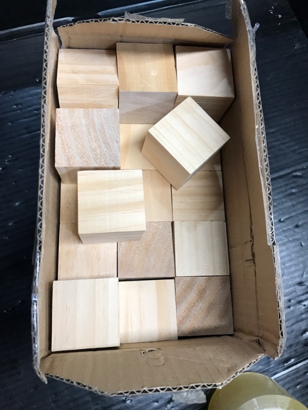 Photo 1 of 50 Packs Wooden Blocks for Crafts, 2 Inch Pine Wood Cubes, Wooden Cubes for Paint, Stamp, Decorate, DIY Projects and Personalized Gifts,by GNIEMCKIN.