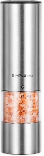 Photo 1 of (SINGLE) SIMPLETASTE Electric Salt and Pepper Grinder, Automatic One Handed,Stainless Grinders with Lights and Adjustable Coarseness,Battery Operated