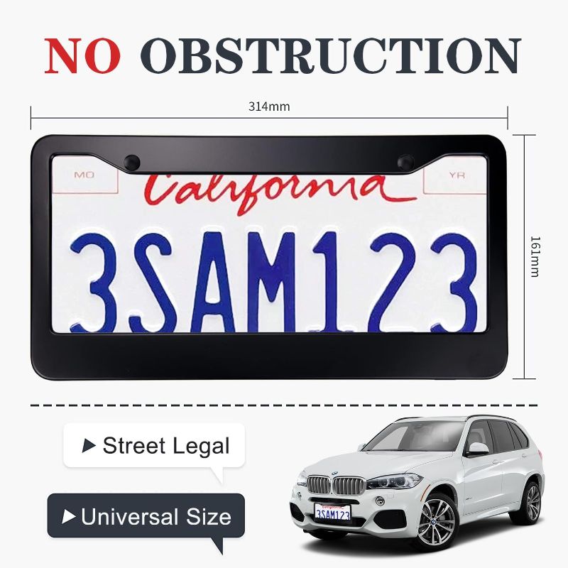 Photo 3 of (READ FULL POST) Matte Black License Plate Frames - Airxwills License Plate Covers, 2 Packs Universal Aluminum Tag Frame for Front and Rear Car Tags.
 