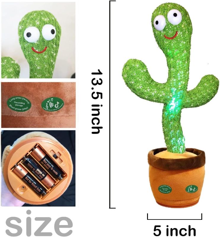 Photo 3 of (READ FULL POST) Kids Dancing Talking Cactus Toys for Baby Boys and Girls, Singing Mimicking Recording Repeating What You Say Sunny Cactus Electronic Light Up Plush Toy with 120 English Songs Smart Toy