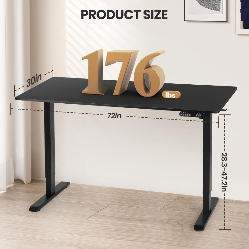 Photo 3 of (READ FULL POST) Lynxor 72 x 30 Inches Electric Standing Desk, Adjustable Height Stand Up Desk, Home Standing Workstation Computer Office Desk with 4 Memory Preset Controller, Black