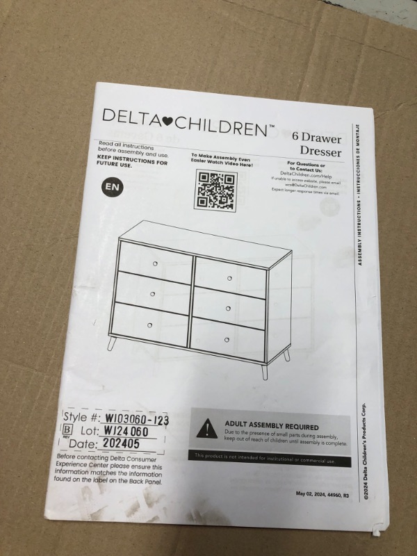 Photo 6 of ***USED - DAMAGED - SEE COMMENTS***
Delta Children Essex 6 Drawer Dresser, Bianca White/Natural