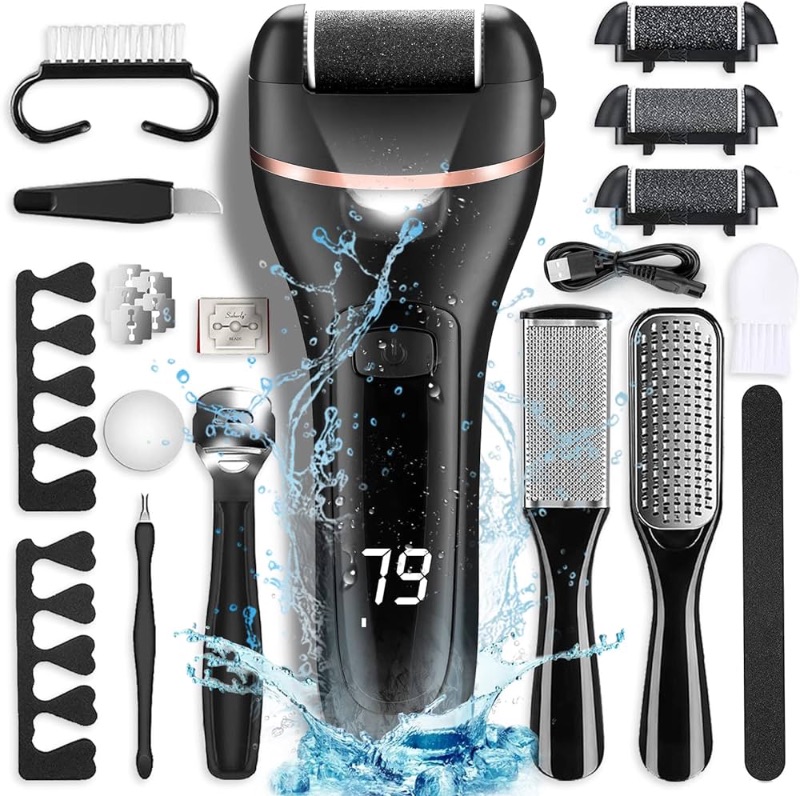 Photo 1 of * NO ELECTRIC REMOVER* *ACCESSORIES ONLY* Electric Callus Remover for Feet with Rechargeable Waterproof 19 in 1 Professional Pedicure Kit,Foot Care Tools Wet & Dry Foot File For Dead Skin&Cracked Heel or Rough Hand With 3 Roller Heads 2 Speed