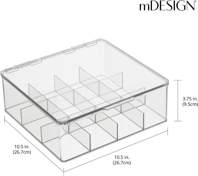 Photo 3 of (READ FULL POST) mDesign Plastic Stackable Tea Bag Storage Bin Organizer Box Holder with Lid for Kitchen Cabinets, Countertops, Pantry - Container Holds Beverage Bags, Pods, Packets - 2 Pack, Clear