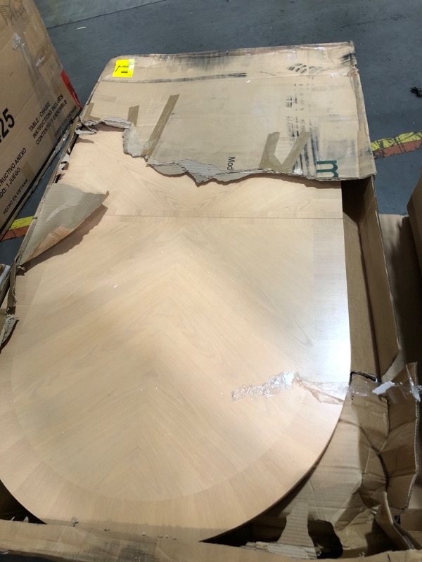 Photo 1 of ***BOX 1 OF 3*** Belinda Oak Dining Table Solid Wood White Oak Veneer- Modern Oval Design, Fluted Bases
2 Leaves Included | Overall Width When 1 Leaf Inserted 106.5"W | Overall Width When Both Leaves Inserted and Fully Extended 123"W Overall Width When Fu