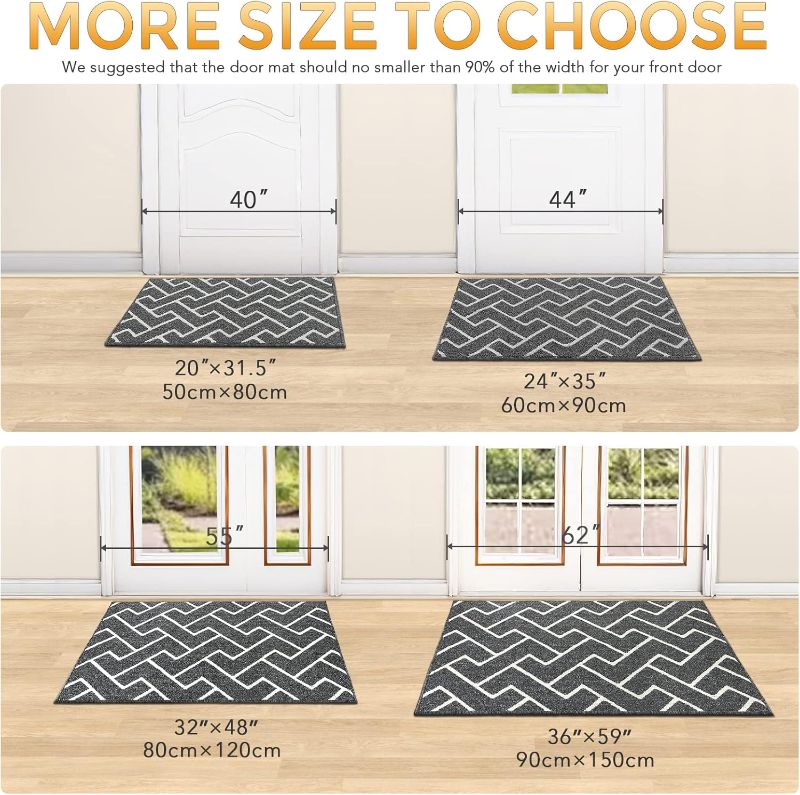 Photo 4 of (READ FULL POST) hicorfe Indoor Doormat,Front Back Door Mat Rubber Backing Non Slip Door Mats,32"x48" Absorbent Resist Dirt Entrance Doormat Inside Floor Mats for Entryway Washable Low-Profile(Grey)
