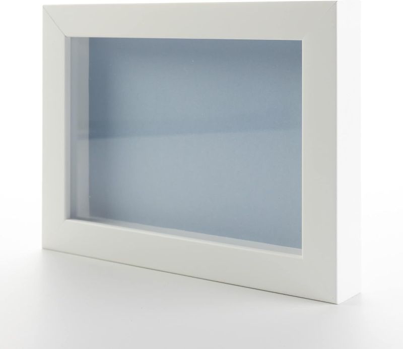 Photo 1 of *** Stock photo for reference*** 6x6 Small Shadow Box Picture Wooden Frame with Blue Acid-Free Backing UV Acrylic & Hanging Hardware with 0.75" Usable Depth and 0.75" Frame Moulding Width