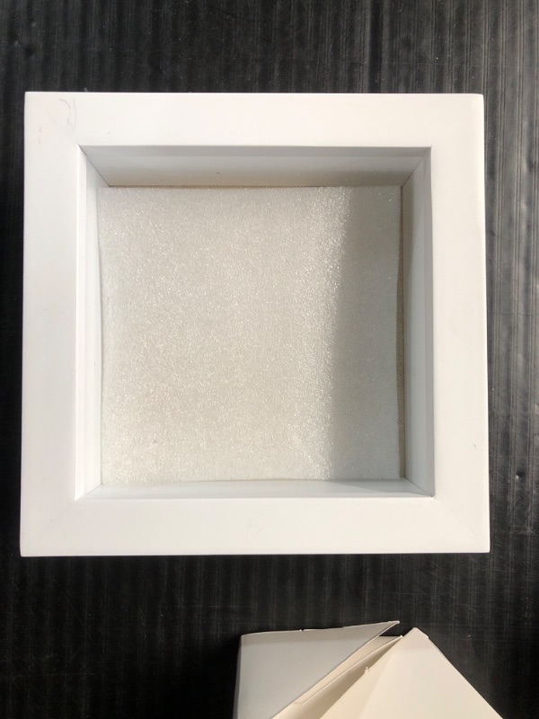 Photo 2 of *** Stock photo for reference*** 6x6 Small Shadow Box Picture Wooden Frame with Blue Acid-Free Backing UV Acrylic & Hanging Hardware with 0.75" Usable Depth and 0.75" Frame Moulding Width