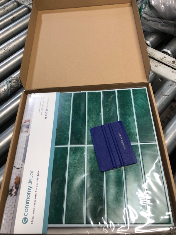 Photo 1 of ***FACTORY SEALED***Commomy 10 Pcs 3D Green Peel and Stick Wall Tiles, 11.8"x11.8" Matte Thin PVC Stick on Tiles 3D Wall Panels Peel and Stick for Kitchen,Bathroom,Renters,Interior Wall Decor