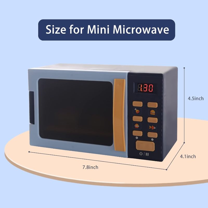 Photo 4 of (READ FULL POST) Cuterabit Kids Microwave Toy with Light and Sound, Realistic Toy Kitchen Appliances, Play Kitchen Accessories and Play Food for Toddlers 3 Year Old Up Girls Boys, Blue