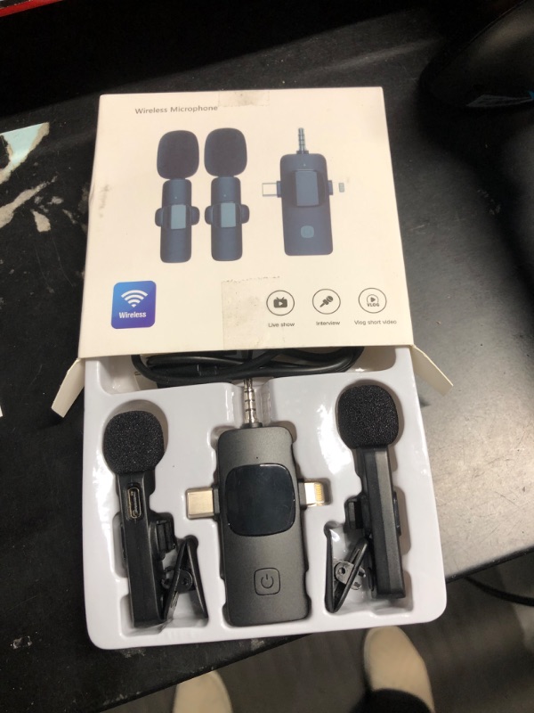 Photo 2 of (READ FULL POST) PQRQP 3 in 1 Wireless Microphone for iPhone, Android, Camera, USB-C Microphone, Wireless Lavalier Microphone, Mini Microphone, Noise Canceling Lapel Mic for Interview Video Podcast Vlog YouTube