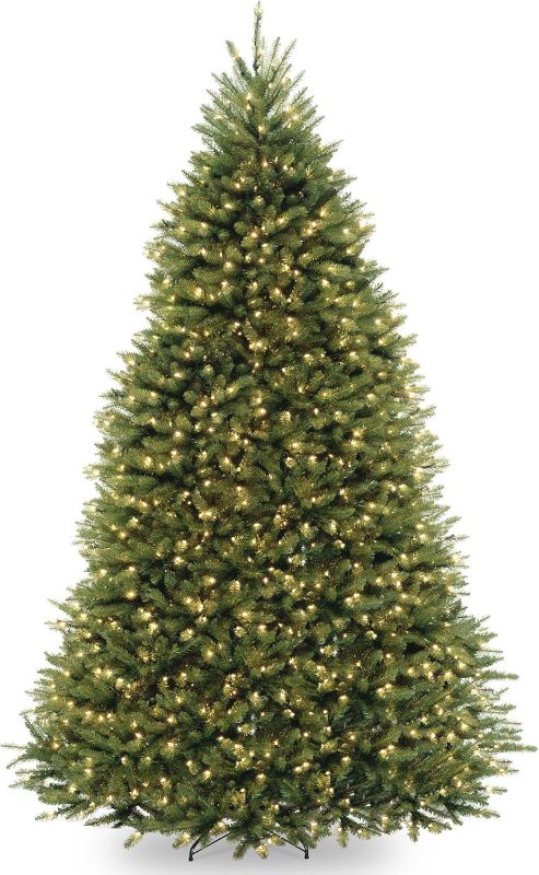 Photo 1 of ***USED  ***
National Tree Company Pre-Lit Artificial Full Christmas Tree, Green, Dunhill Fir, White Lights, Includes Stand, 9 Feet