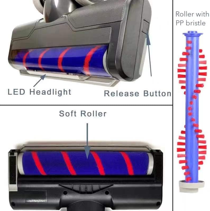 Photo 4 of (READ FULL POST) Upgraded Hardwood Floor Vacuum Attachments with Headlights for Dyson V6 DC59 DC61 DC74 , Replacement Parts Motorhead,Soft Roller &PP Bristle Motorized Brush Accessories for Tile,Carpet,Rug Cleaning.