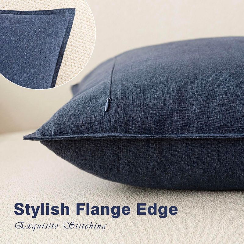 Photo 1 of ***STOCK PHOTO REFERENCE ONLY***
 Pack of 2, Decorative Linen Soild Throw Pillow Covers 24 x 24 Inch Navy Blue