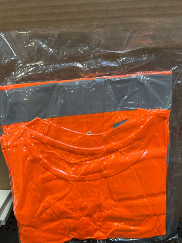 Photo 2 of  SIZE MED   Hi Vis T Shirt ANSI Class 3 Reflective Safety Lime Orange Short Long Sleeve HIGH Visibility