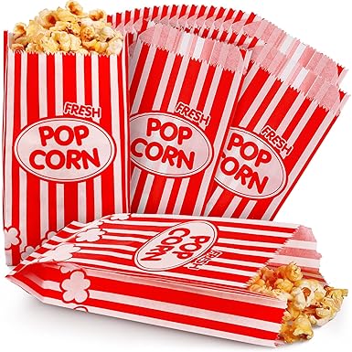 Photo 1 of 300 Pcs Popcorn Bags Grease Resistant Popcorn Bags Disposable Paper Popcorn Container for Christmas Thanksgiving Movie Theme Party Carnivals Popcorn Maker, Red and White Stripes (1 Oz)