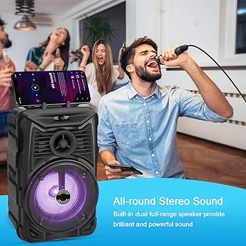 Photo 1 of Portable Bluetooth Speaker, IPX5 Waterproof Speaker with HD Sound, RGB Multi-Colors Rhythm Lights, Up to 8H Playtime,Portable Wireless Speakers for Home, Party, Outdoor, Beach