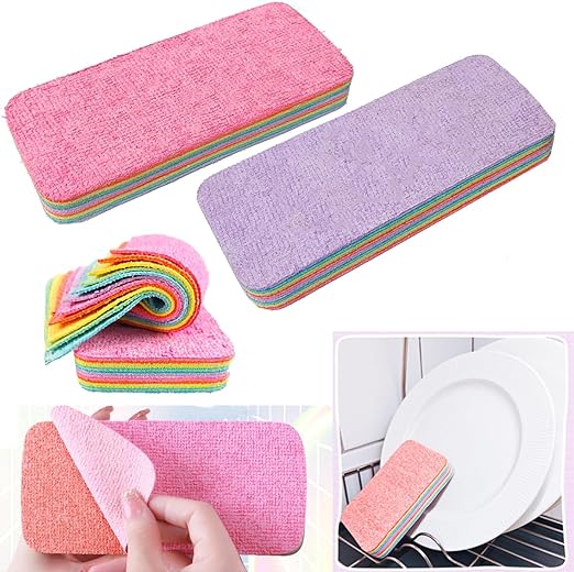Photo 1 of ZOYWEEZOY Rainbow Reusable Cleaning Cloths –12 Layer Compacted Rag, 6.7 inch*2.8 inch Tearable, Long-Lasting, Eco-Friendly, Stylish, 12 Times More Absorbent Compare with Single Rag-2pack