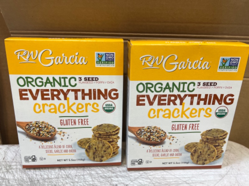 Photo 1 of    2 boxes  Organic Everything Crackers, 5.5 oz        exp 05-13-2024