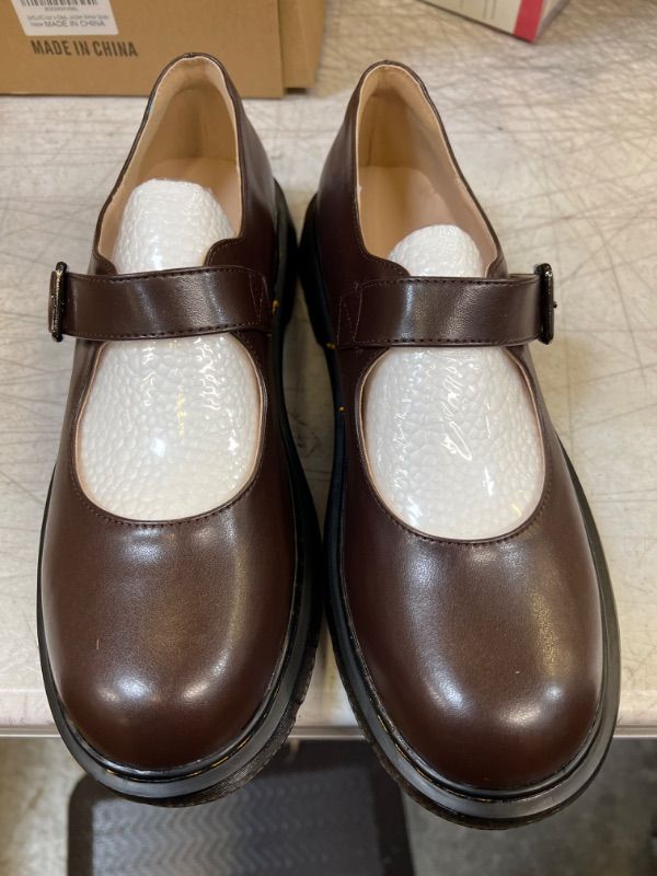 Photo 2 of    size 250 BB BEROBELLO FASHION IS AN ATTITUDE Women's Vintage Black/Brown Mary Jane Flats JK Uniform Dress Shoes