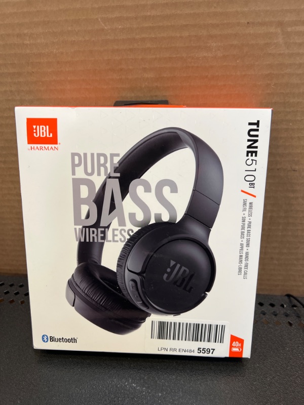 Photo 2 of JBL Tune 510BT: Wireless On-Ear Headphones with Purebass Sound - Black Black headphones