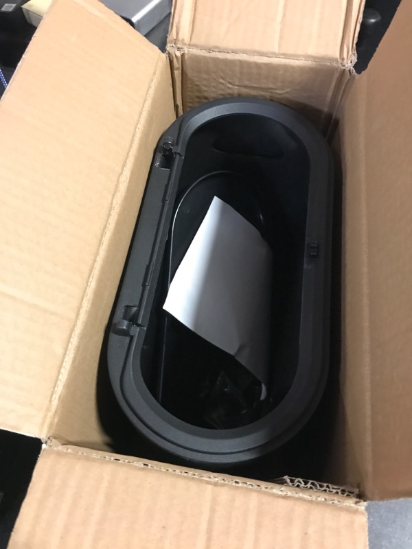 Photo 1 of 10 Liter Plastic Trash Can with Press Top Lid for Bathroom,Black 2.6 Gallon Dog Proof Garbage Can,Narrow Toilet Waste Basket and Covered Wastebasket for Room Bedroom Kitchen,Office and Dorm,Pack of 1