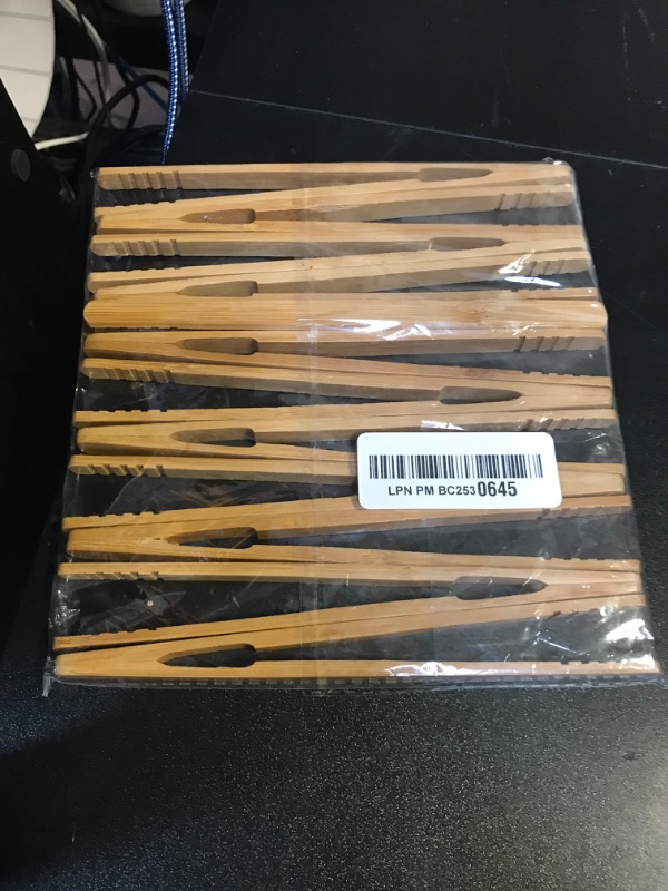 Photo 2 of 12pcs Bamboo Tongs, 7 Inch Reusable Bamboo Toast Tongs for Toast Bread Pickles Fruits Tea