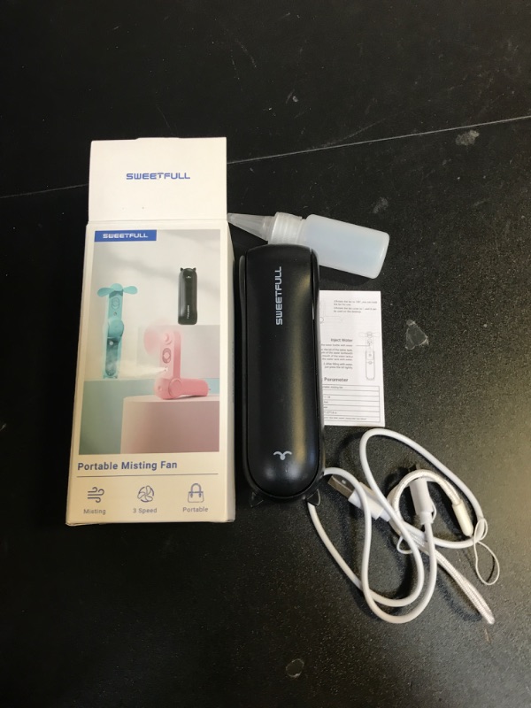 Photo 1 of SWEETFULL Misting Fan, Handheld Personal Mister Fan, Small Fan Rechargeable, Mini Spray Water Mist Fan, Kids Women Portable Fan For Travel, Outdoors, Hiking, Camping Home Office (Black)