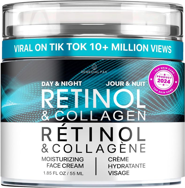 Photo 1 of Face Moisturizer Retinol Cream - Day & Night Moisturizing Cream - Neck & Neckline Cream with Collagen & Hyaluronic Acid - Skin Care Facial Moisturizer for Women & Men