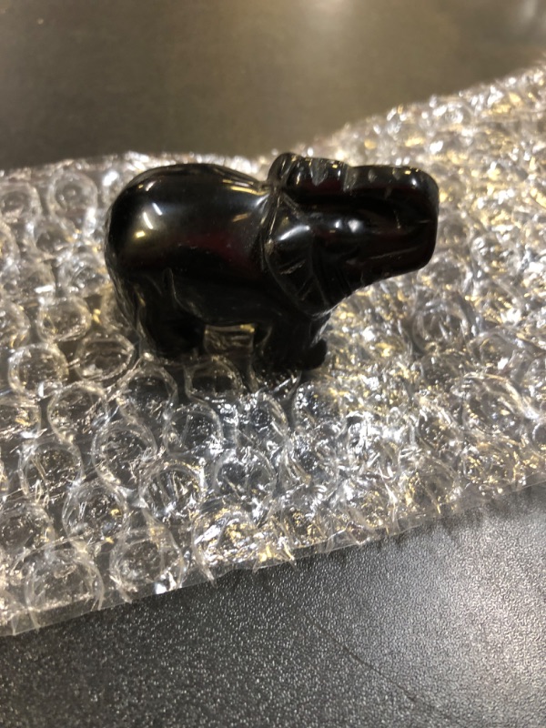 Photo 1 of 2 inch Black Obsidian Elephant Crystal Statue 