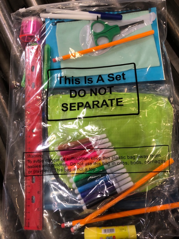 Photo 1 of  17'' Backpack School Supply Bundle Kits Back to School Essentials  School Supply Kits Ready School for Elementary, Middle, and High School Students Charity Donate